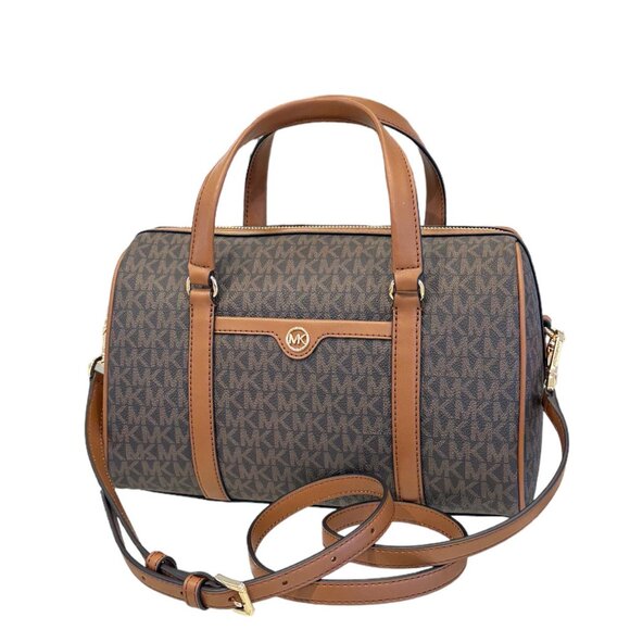 Michael Kors JST Travel Medium Duffle Shoulder Crossbody Bag MK Brown - Picture 1 of 14
